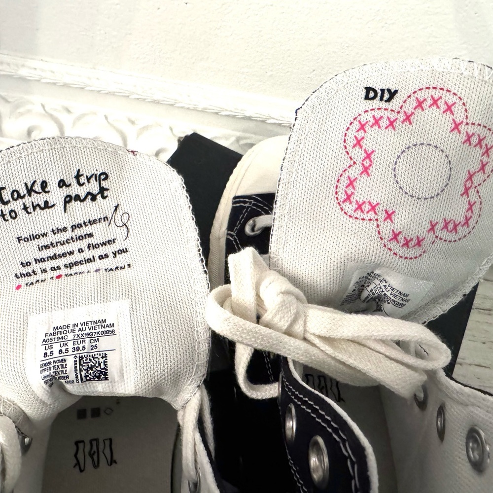 Converse Black High-Tops with Patchwork Design NWT - image 5